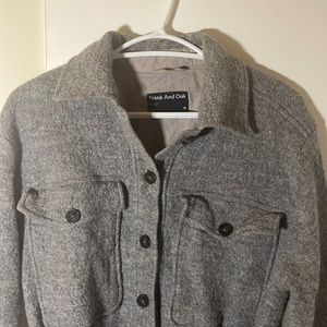 FRANK & OAK Button-down Wool-blend Shacket. Heathered Grey. Size Small.